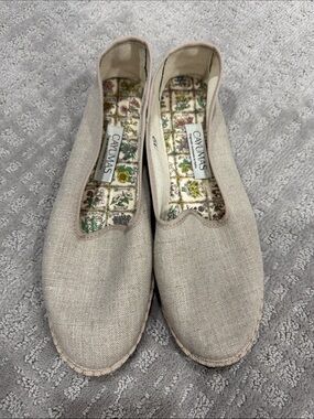 Cayumas Women's Natural Linen Slip-On Espadrilles Flat Size 39 US 8